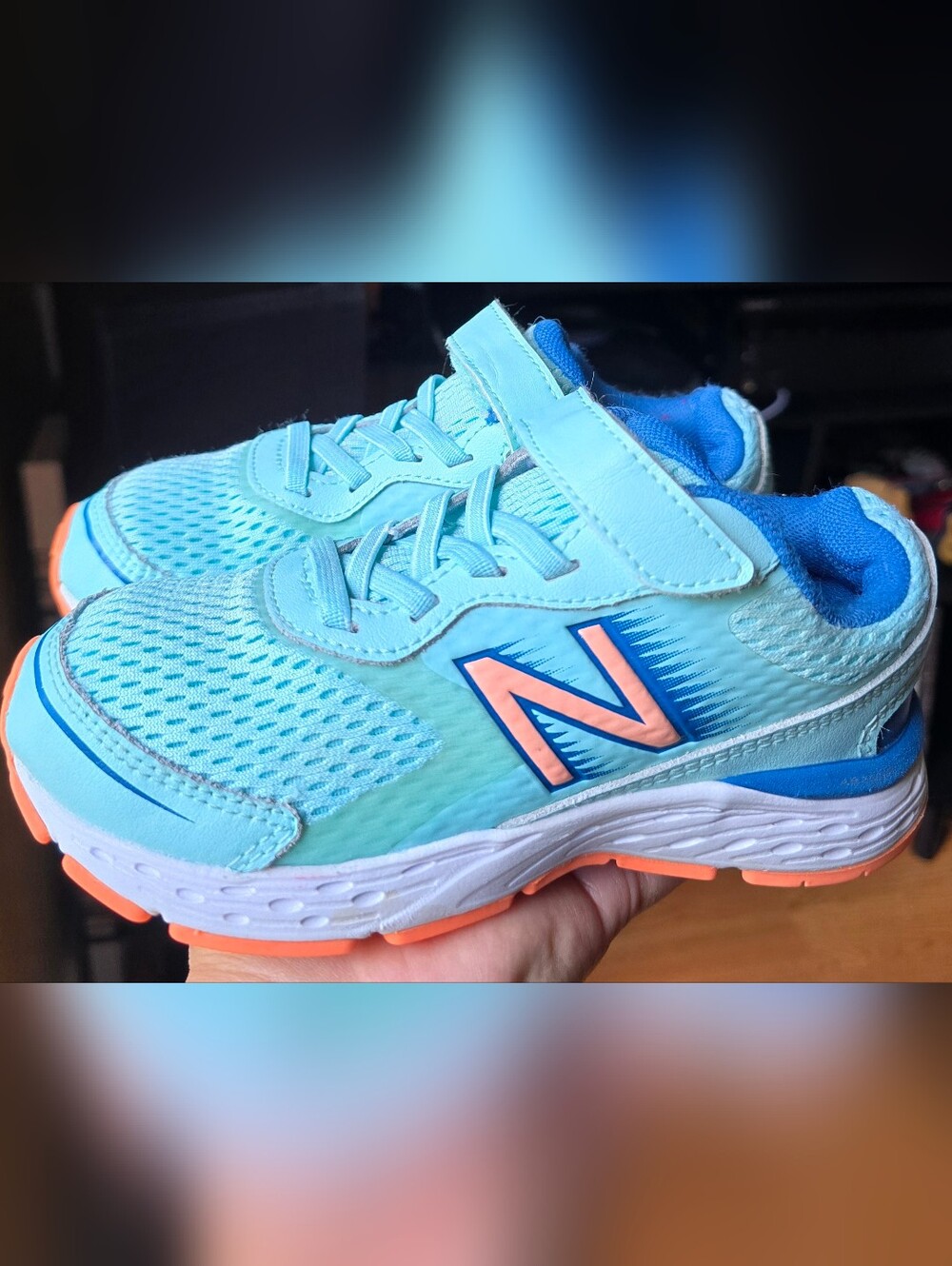 Sz 12 Wide Toddler Kids NEW BALANCE 680v6 Bali Blue/Ginger Pink